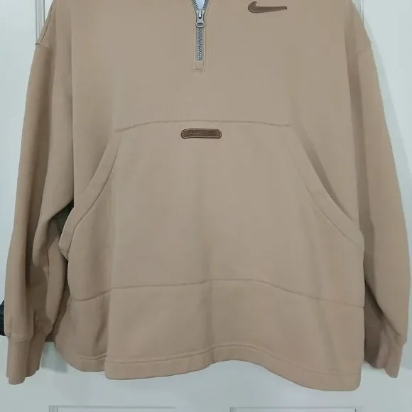 Nike Sportswear Trend Fleece 1/4 Zip Pullover Tan Women's Large Style DV4427-200 - Picture 7 of 16